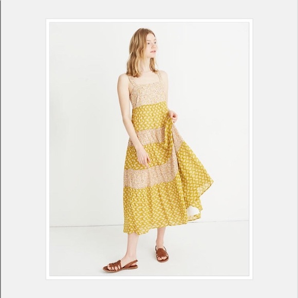 Madewell Print-Mix Tiered Midi Dress Jaipur Floral - Picture 3 of 4
